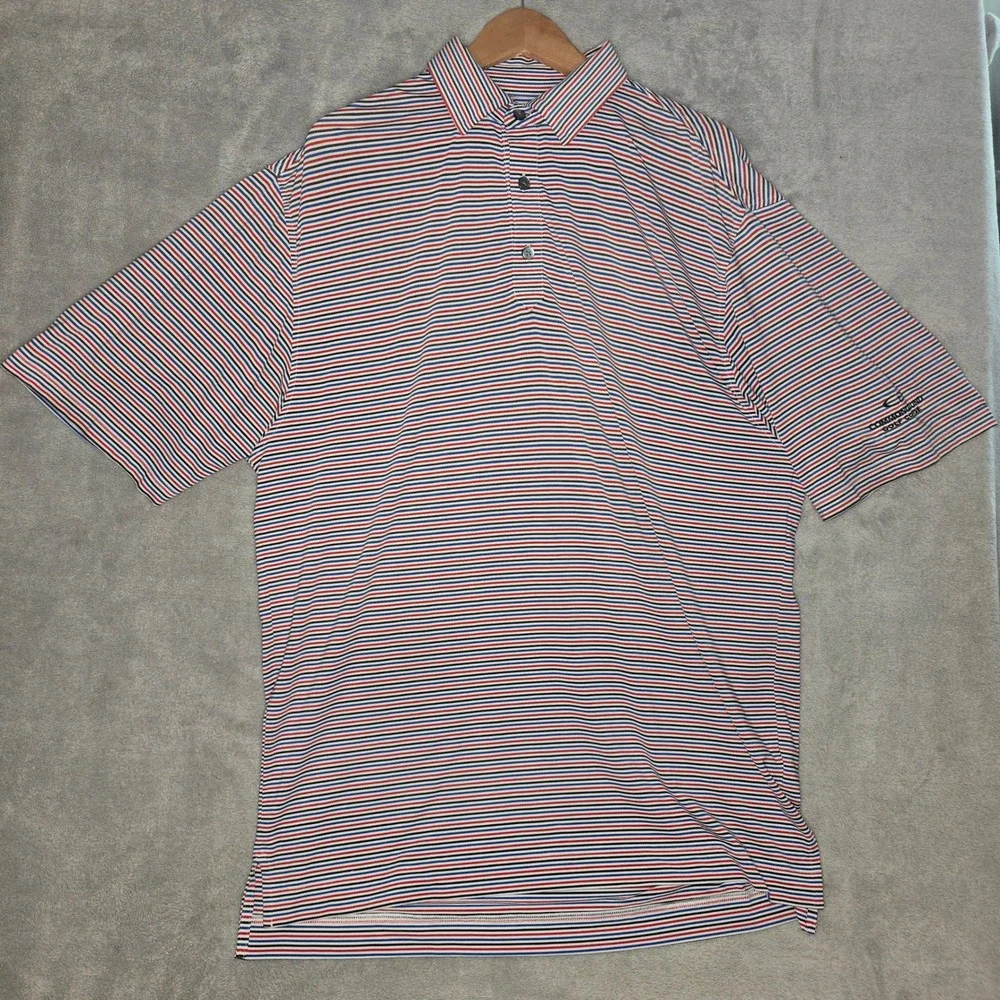 FootJoy Mens Striped Golf Polo Shirt Red White Blue CommonGround XL 1010288 - Picture 2 of 9